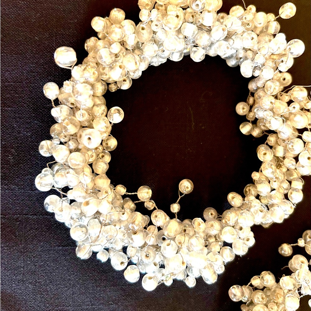 3 Large White Pearl Beaded Candle Holder/Ring-Perfect for Holiday/Wedding - Picture 3 of 5